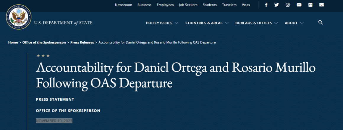 Rendición de cuentas de Daniel Ortega y Rosario Murillo tras la salida de la OEA